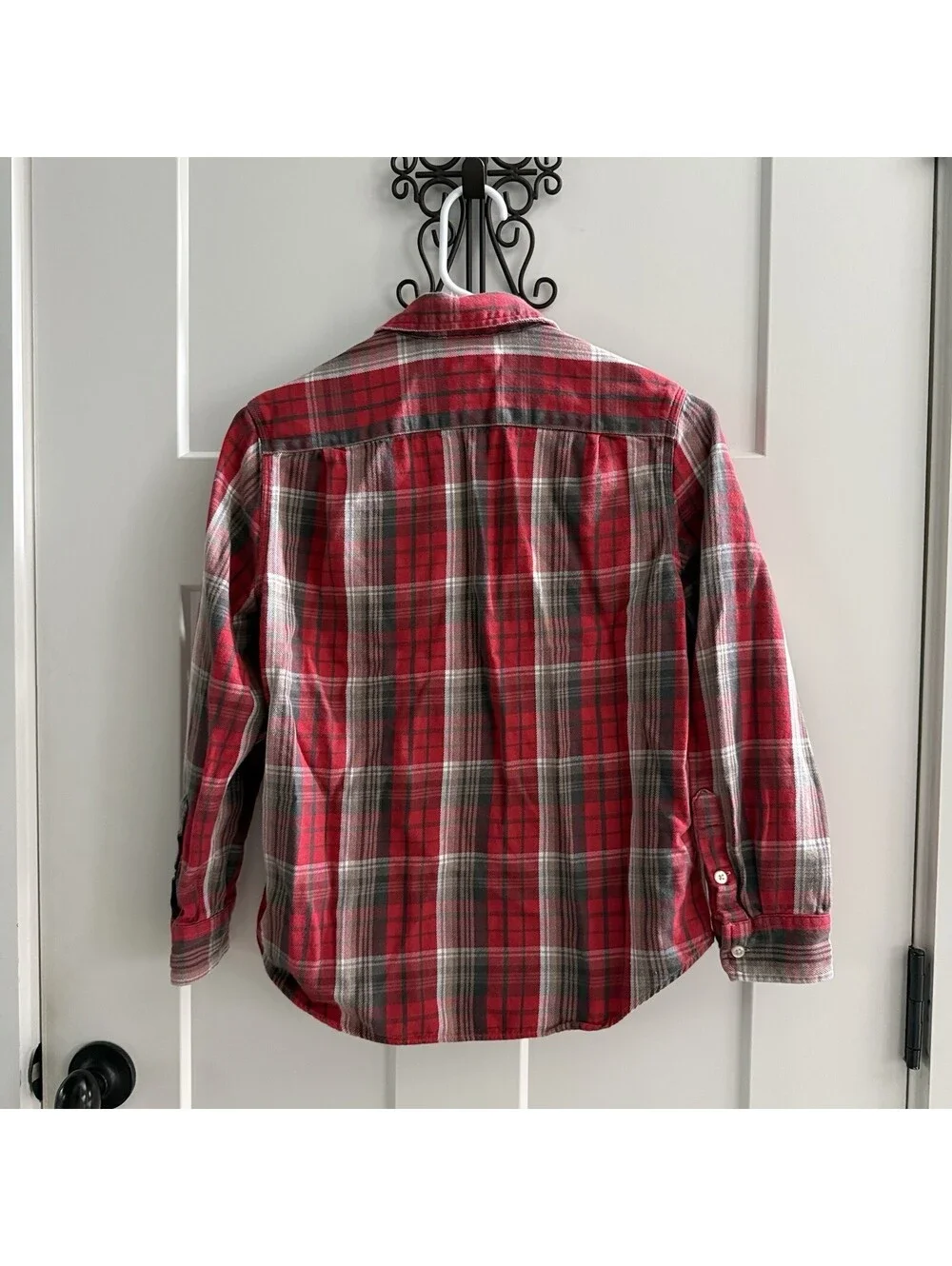 Polo Ralph Lauren Flannel Shirt Youth M 10-12 Red Plaid Cotton Vintage Style